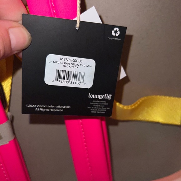 LOUNGEFLY RETRO MTV Clear Backpack NWT NEON PVC - Picture 2 of 7